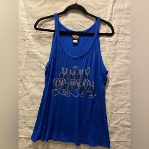 Harley-Davidson Vibrant Blue Tank Top with Silver Accents